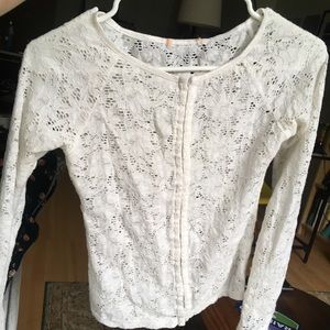 White Lace Long Sleeve Shirt